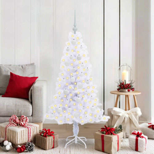 vidaXL Konstgjord julgran med 150 LED-lampor Vit 150 cm PVC och Stål