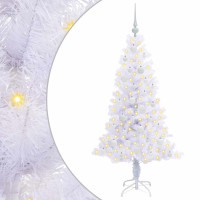 Produktbild för Konstgjord julgran med 150 LED-lampor Vit 150 cm PVC och Stål