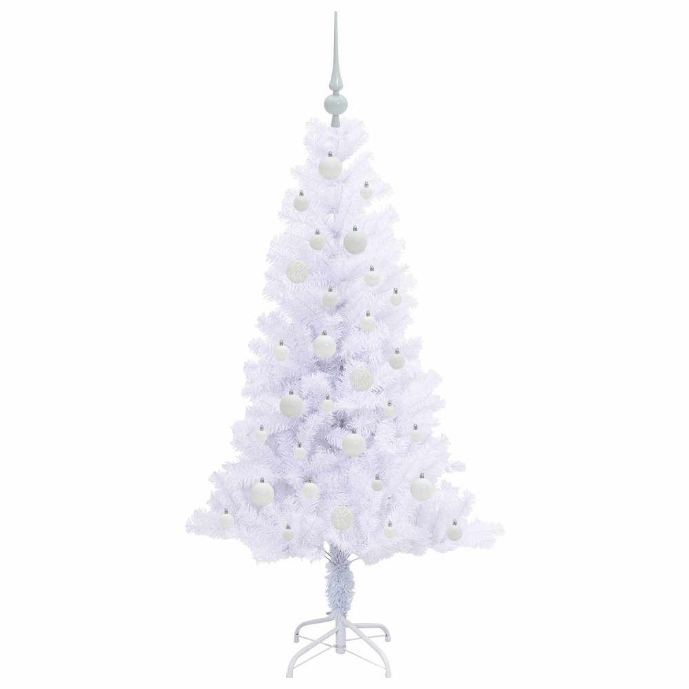 Produktbild för Konstgjord julgran med 150 LED-lampor Vit 150 cm PVC och Stål