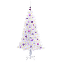 Produktbild för Konstgjord julgran med 150 LED-lampor Vit 150 cm PVC och Stål