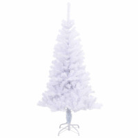 Produktbild för Konstgjord julgran med 150 LED-lampor Vit 150 cm PVC och Stål