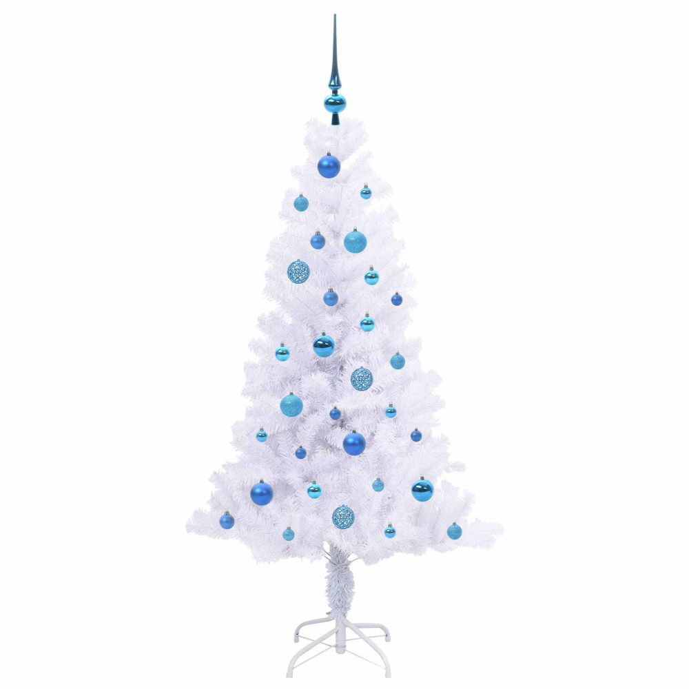 Produktbild för Konstgjord julgran med 150 LED-lampor Vit 150 cm PVC och Stål