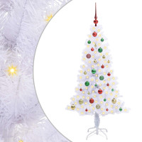 Produktbild för Konstgjord julgran med 150 LED-lampor Vit 150 cm PVC och Stål