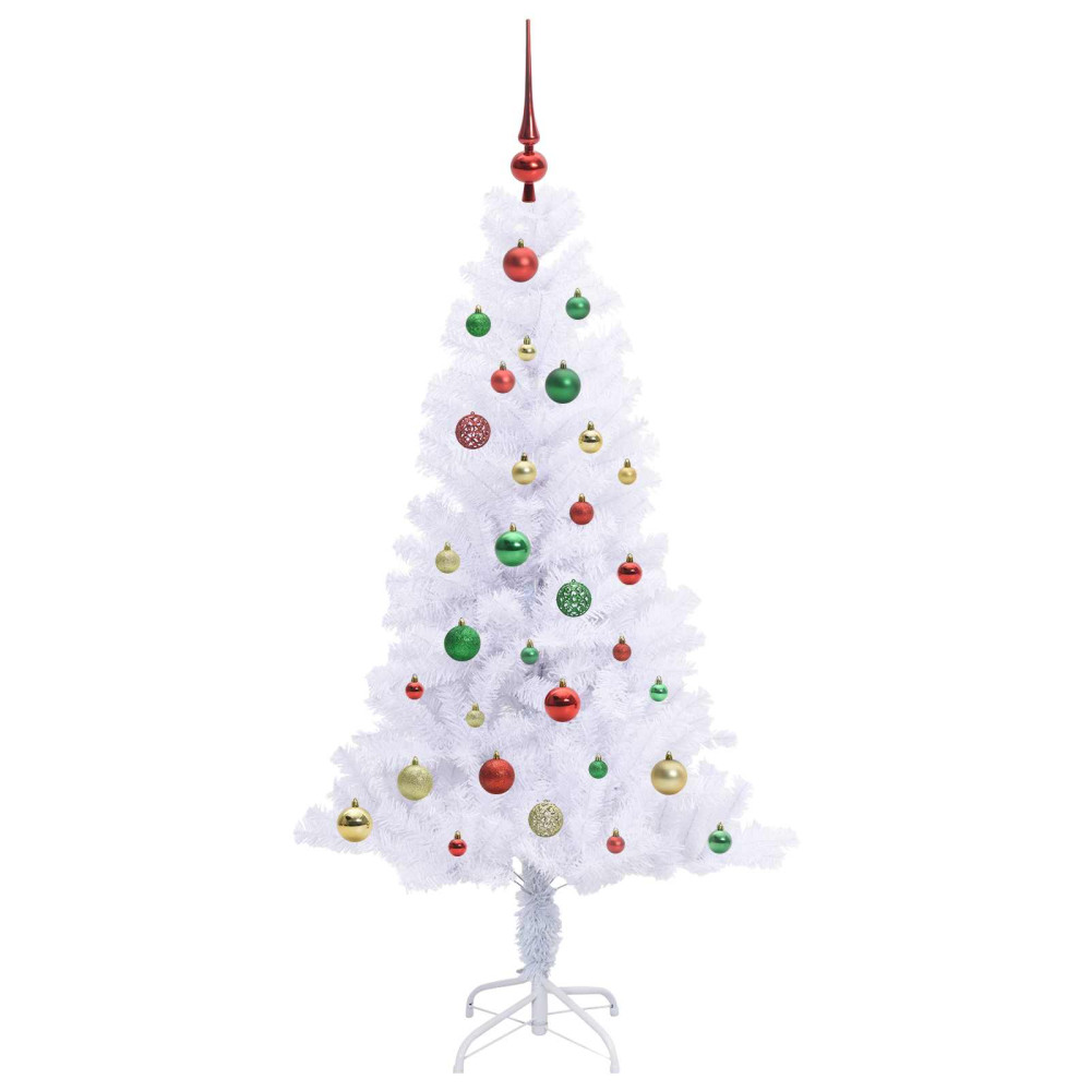 Produktbild för Konstgjord julgran med 150 LED-lampor Vit 150 cm PVC och Stål