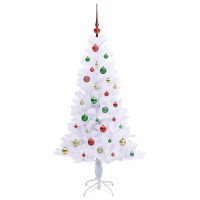 Produktbild för Konstgjord julgran med 150 LED-lampor Vit 150 cm PVC och Stål