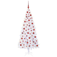Produktbild för Konstgjord julgran med 300 LED-lampor Vit 180 cm PVC och stål