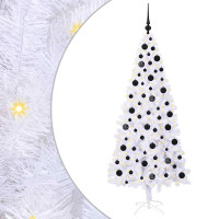 Produktbild för Konstgjord julgran med 300 LED-lampor Vit 180 cm PVC och stål
