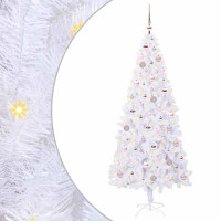 Produktbild för Konstgjord julgran med 300 LED-lampor Vit 180 cm PVC och stål