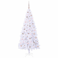Produktbild för Konstgjord julgran med 300 LED-lampor Vit 180 cm PVC och stål