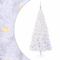 Produktbild för Konstgjord julgran med 300 LED-lampor Vit 180 cm PVC och stål
