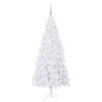 Produktbild för Konstgjord julgran med 300 LED-lampor Vit 180 cm PVC och stål