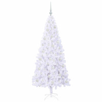 Produktbild för Konstgjord julgran med 300 LED-lampor Vit 180 cm PVC och stål