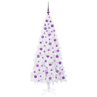 Produktbild för Konstgjord julgran med 300 LED-lampor Vit 180 cm PVC och stål