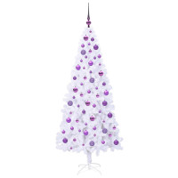 Produktbild för Konstgjord julgran med 300 LED-lampor Vit 180 cm PVC och stål