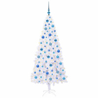 Produktbild för Konstgjord julgran med 300 LED-lampor Vit 180 cm PVC och stål