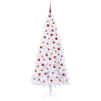 Produktbild för Konstgjord julgran med 300 LED-lampor Vit 210 cm PVC och stål
