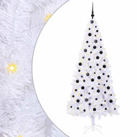 Produktbild för Konstgjord julgran med 300 LED-lampor Vit 210 cm PVC och stål