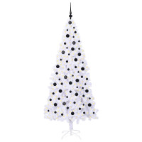 Produktbild för Konstgjord julgran med 300 LED-lampor Vit 210 cm PVC och stål