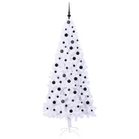 Produktbild för Konstgjord julgran med 300 LED-lampor Vit 210 cm PVC och stål
