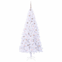 Produktbild för Konstgjord julgran med 300 LED-lampor Vit 210 cm PVC och stål