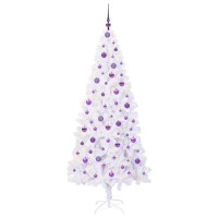 Produktbild för Konstgjord julgran med 300 LED-lampor Vit 210 cm PVC och stål