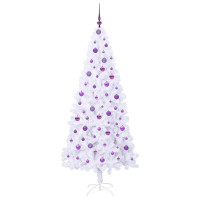 Produktbild för Konstgjord julgran med 300 LED-lampor Vit 210 cm PVC och stål