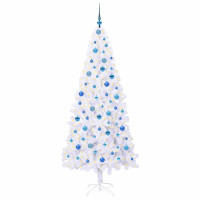 Produktbild för Konstgjord julgran med 300 LED-lampor Vit 210 cm PVC och stål