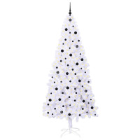 Produktbild för Konstgjord julgran med 300 LED-lampor Vit 240 cm PVC och stål