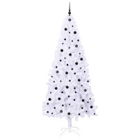 Produktbild för Konstgjord julgran med 300 LED-lampor Vit 240 cm PVC och stål