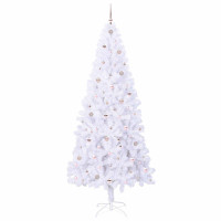 Produktbild för Konstgjord julgran med 300 LED-lampor Vit 240 cm PVC och stål