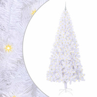 Produktbild för Konstgjord julgran med 300 LED-lampor Vit 240 cm PVC och stål