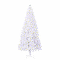 Produktbild för Konstgjord julgran med 300 LED-lampor Vit 240 cm PVC och stål