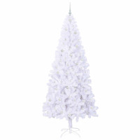 Produktbild för Konstgjord julgran med 300 LED-lampor Vit 240 cm PVC och stål