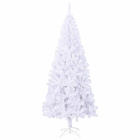 Produktbild för Konstgjord julgran med 300 LED-lampor Vit 240 cm PVC och stål