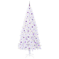 Produktbild för Konstgjord julgran med 300 LED-lampor Vit 240 cm PVC och stål