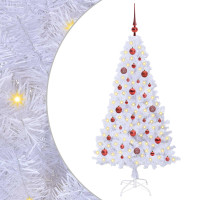 Produktbild för Konstgjord julgran med 150 LED-lampor Vit 150 cm PVC och stål