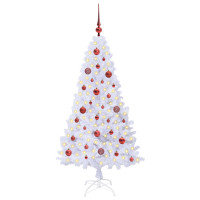 Produktbild för Konstgjord julgran med 150 LED-lampor Vit 150 cm PVC och stål