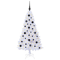 Produktbild för Konstgjord julgran med 150 LED-lampor Vit 150 cm PVC och stål