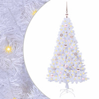 Produktbild för Konstgjord julgran med 150 LED-lampor Vit 150 cm PVC och stål