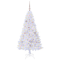 Produktbild för Konstgjord julgran med 150 LED-lampor Vit 150 cm PVC och stål