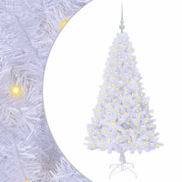 Produktbild för Konstgjord julgran med 150 LED-lampor Vit 150 cm PVC och stål
