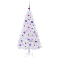 Produktbild för Konstgjord julgran med 150 LED-lampor Vit 150 cm PVC och stål