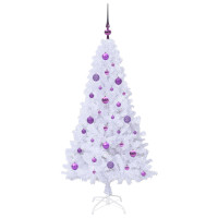 Produktbild för Konstgjord julgran med 150 LED-lampor Vit 150 cm PVC och stål