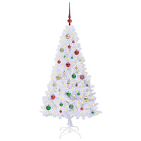 Produktbild för Konstgjord julgran med 150 LED-lampor Vit 150 cm PVC och stål