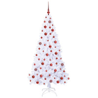 Produktbild för Konstgjord julgran med 300 LED-lampor Vit 180 cm PVC och stål