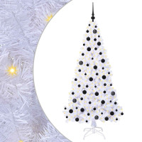 Produktbild för Konstgjord julgran med 300 LED-lampor Vit 180 cm PVC och stål