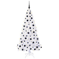 Produktbild för Konstgjord julgran med 300 LED-lampor Vit 180 cm PVC och stål