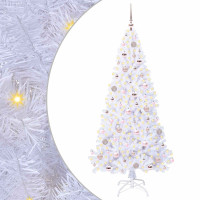 Produktbild för Konstgjord julgran med 300 LED-lampor Vit 180 cm PVC och stål