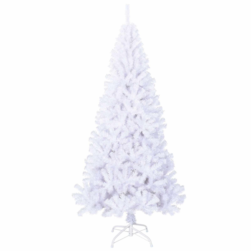 Produktbild för Konstgjord julgran med 300 LED-lampor Vit 180 cm PVC och stål