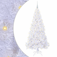 Produktbild för Konstgjord julgran med 300 LED-lampor Vit 180 cm PVC och stål